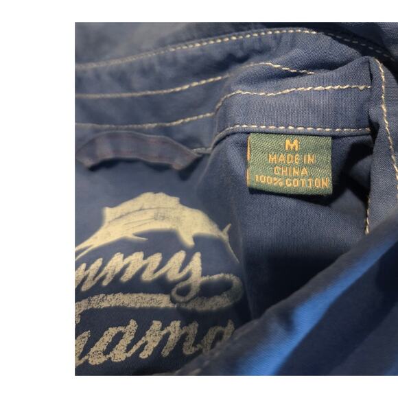 Tommy Bahama Shirt Men Sz M Blue Chambray Long Sleeve Button Up Pockets - Picture 5 of 5